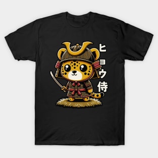 Kawaii Samurai Cute Animal Cub Jaguar with Katana Warrior T-Shirt